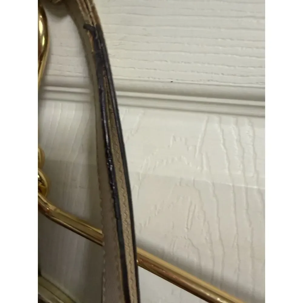 MICHAEL KORS SIGNATURE SHOULDER TOTE GOLDEN ZIPPED WHITE LEATHER TRIM 17x11